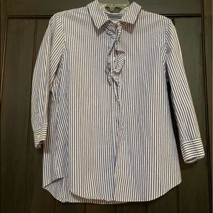 Navy and cream striped button down
